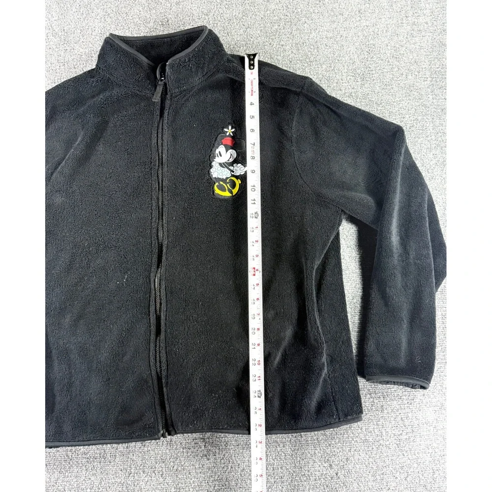 Disney Minnie Mouse Full Zip Fleece Jacket Black Womens XXL Mock Neck Coat